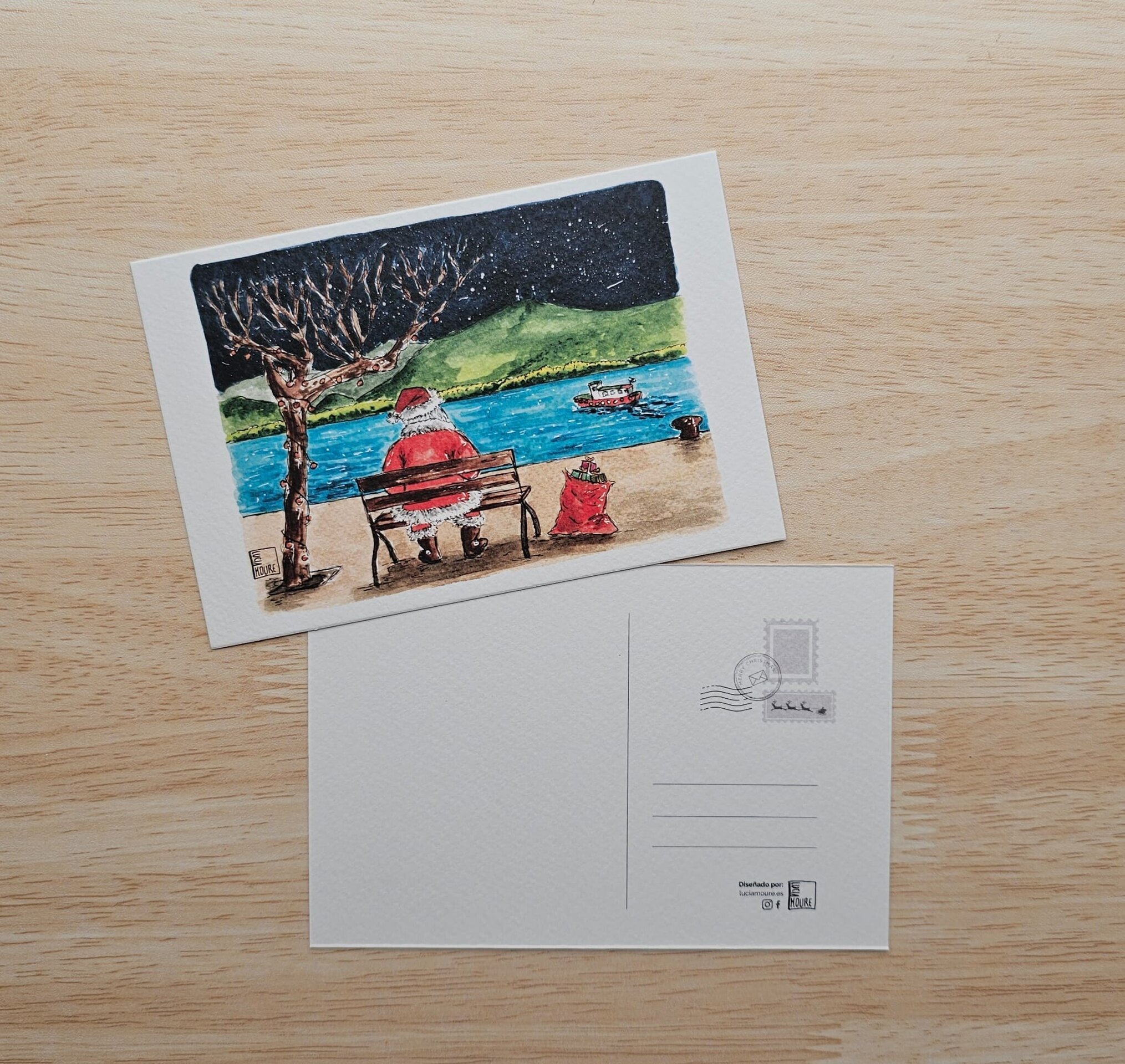 Postal Navidad - Papá Noel Bahía de Santander - 3